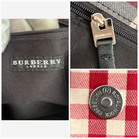 BURBERRY Nova Check Hand Bag Canvas Red Tote - Picture 5 of 13